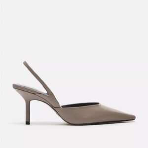 Zara Taupe Slingback Heels